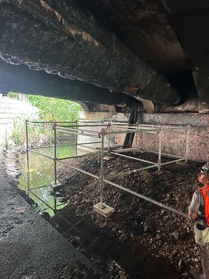 Creek scaffolding setup